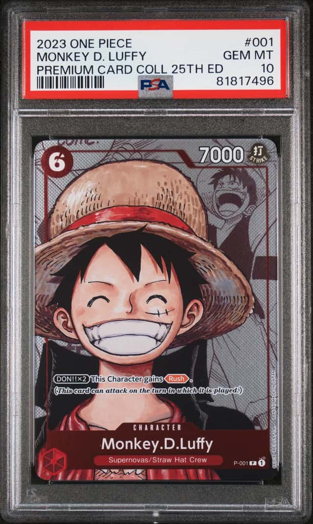 2023 One Piece Monkey D. Luffy Premium Card 25th Edition #P-001 PSA 10 GEM MINT
