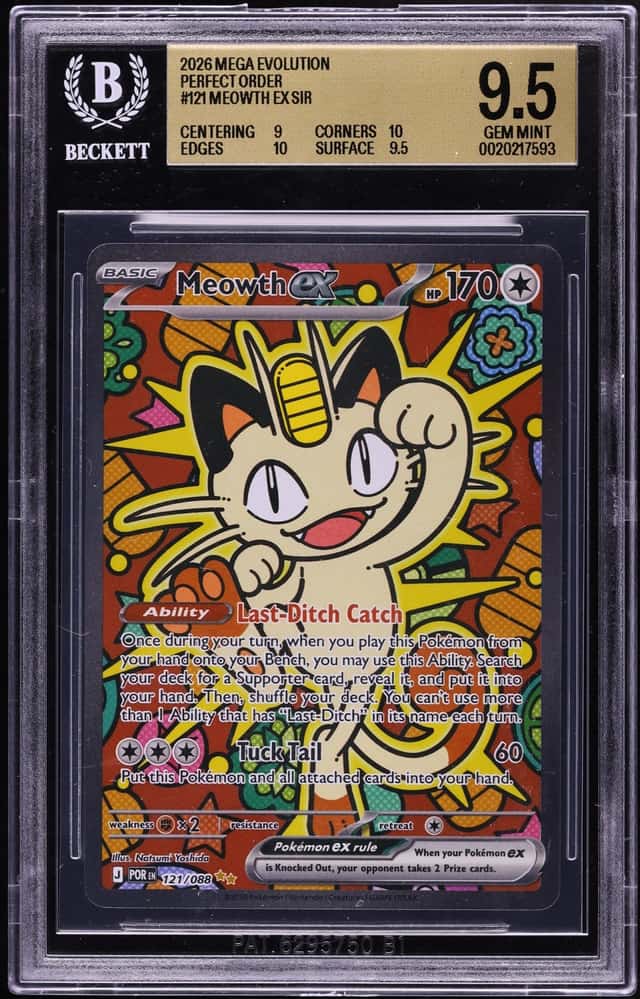 2026 Pokemon Mega Evolution Perfect Order SIR Meowth ex #121 BGS 9.5 GEM MINT