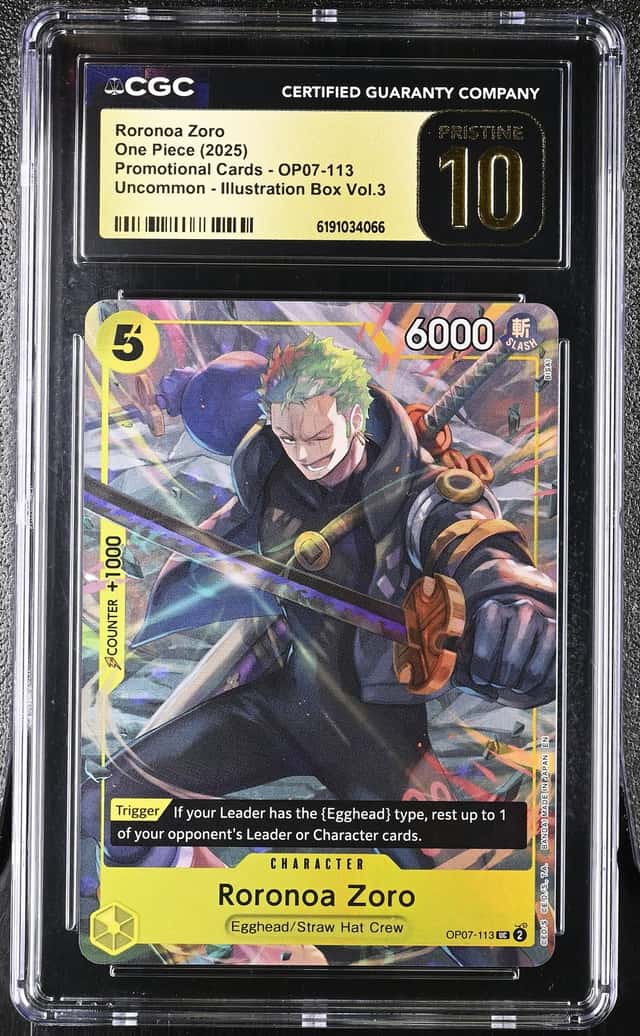 2025 ONE PIECE RORONOA ZORO PROMO OP07-113 CGC 10 PRISTINE O RC7