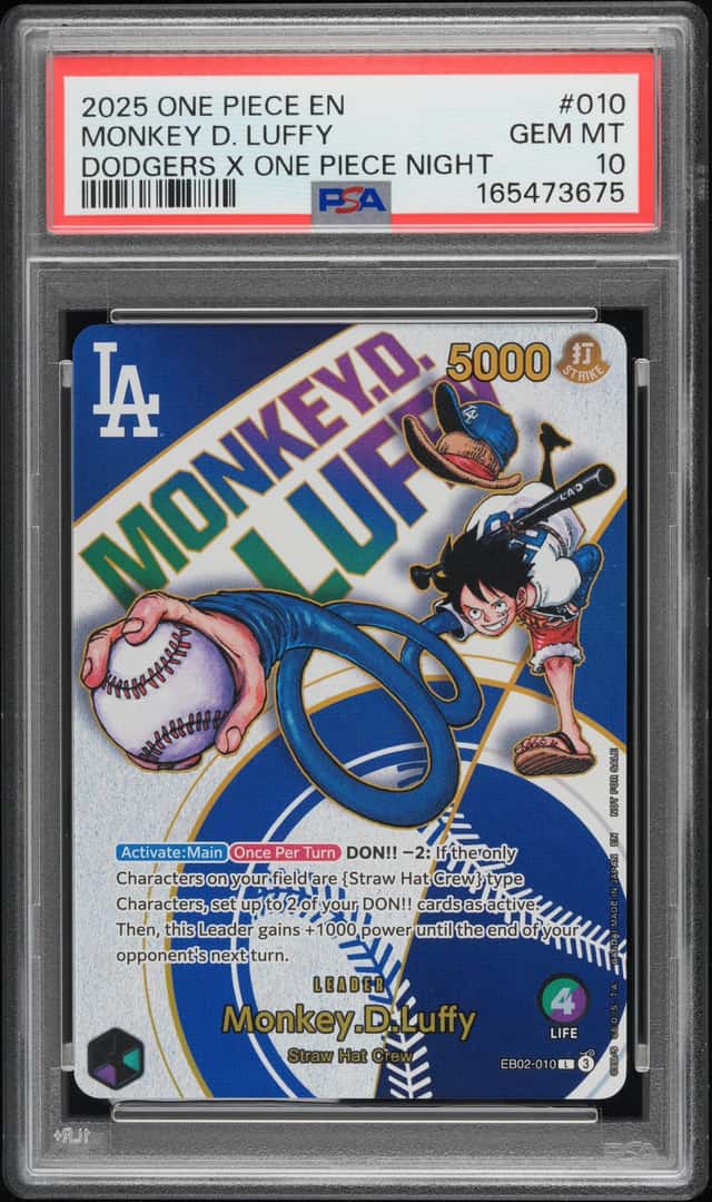2025 One Piece En Dodgers X One Piece Night #010 Monkey D. Luffy PSA 10 GEM MINT