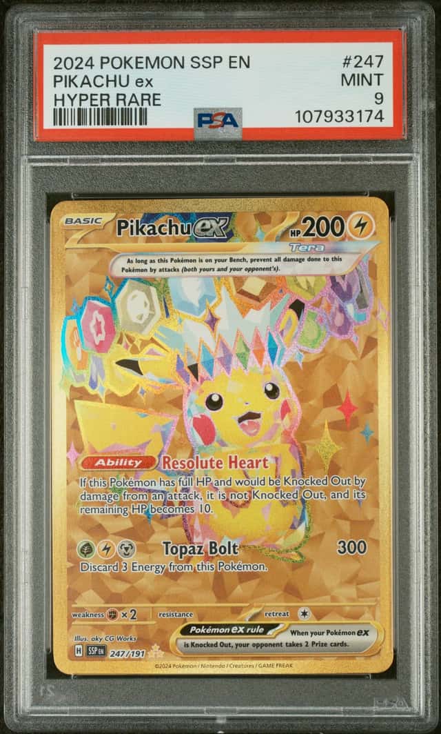2024 POKEMON SURGING SPARKS EN PIKACHU EX HYPER RARE PSA 9 MINT 247/191