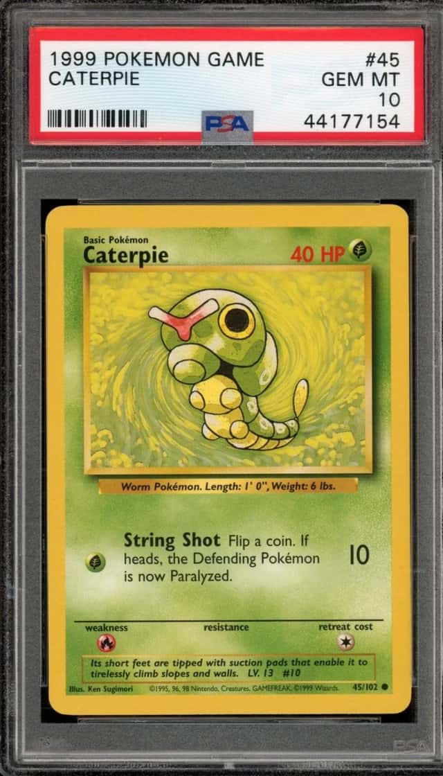 Pokemon Caterpie Base Set Unlimited 45/102 PSA 10 Gem Mint