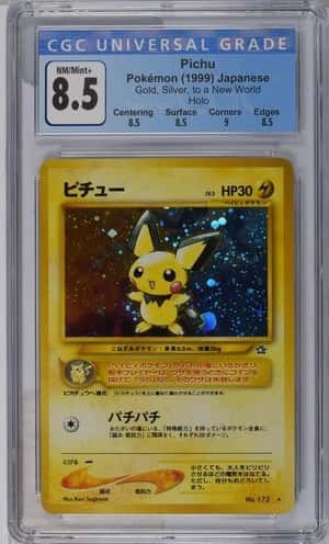 PICHU CGC 8.5 2000 POKEMON NEO GOLD, SILVER, TO A NEW WORLD JP #172 HOLO 2021