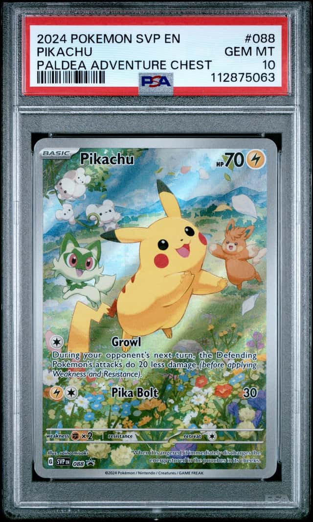 2024 POKEMON SVP EN-SV BLACK STAR PROMO PALDEA ADVENTURE CHEST PIKACHU PSA 10