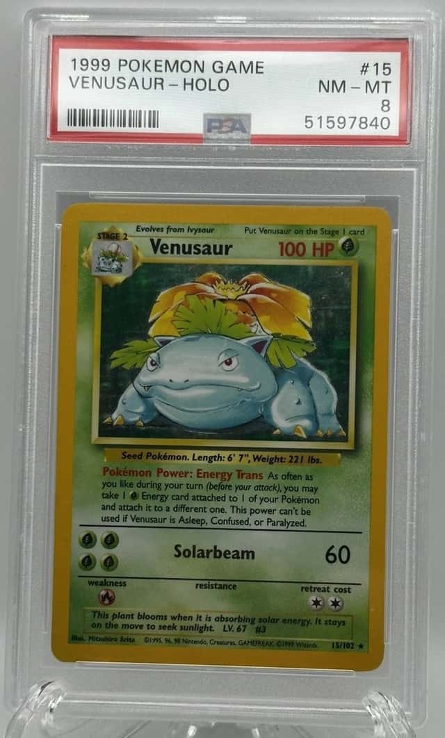 1999 POKEMON TCG - Base Set Unlimited 15/102 VENUSAUR Holo PSA 8