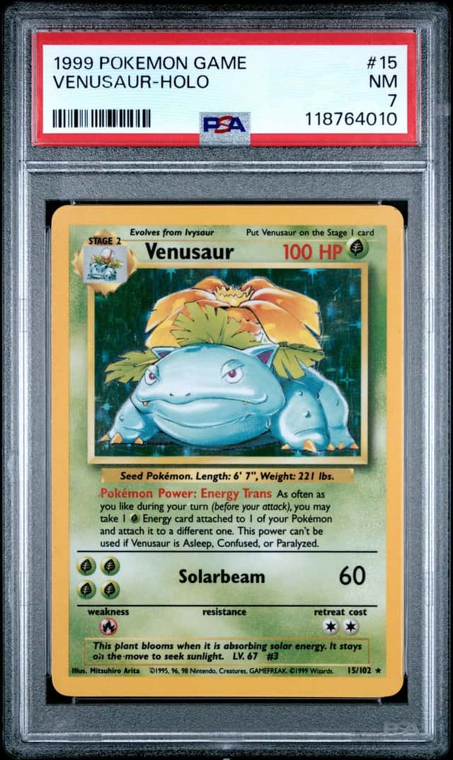 1999 Pokémon TCG Base Set Venusaur Holo Rare #15/102 PSA 7 English