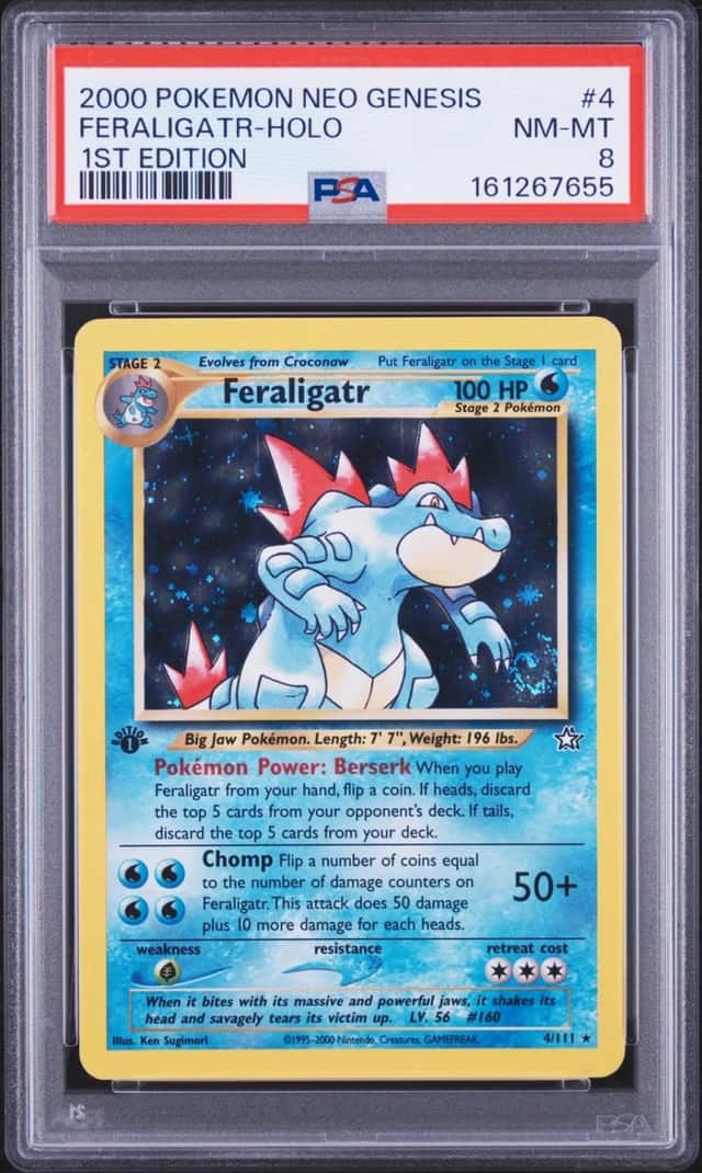 2000 POKEMON NEO GENESIS 1ST EDITION #4 FERALIGATR-HOLO PSA 8