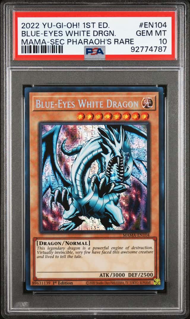 Blue Eyes White Dragon MAMA-EN104 1st Secret Pharaoh's Rare Yugioh PSA 10 *787