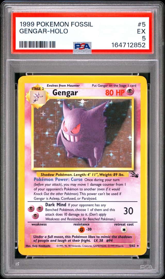 Pokemon TCG Gengar 5/62 Fossil Holo Rare English 1999 Unlimited PSA 5 Vintage