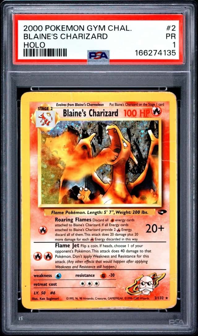 2000 POKEMON GYM CHALLENGE #2 BLAINE'S CHARIZARD HOLO PSA 1