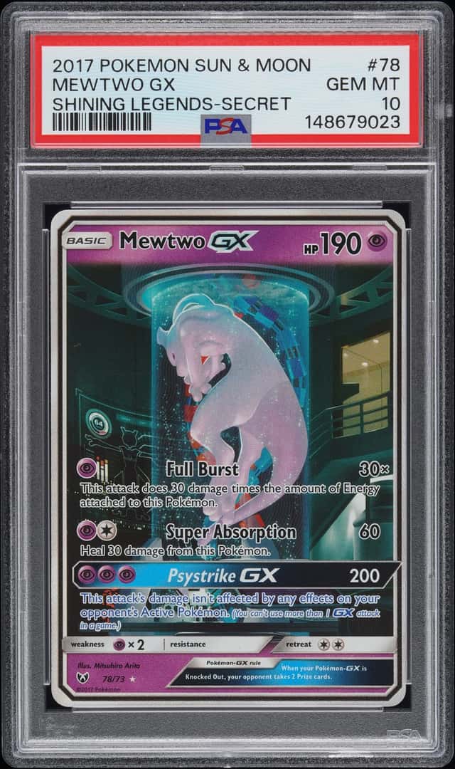 2017 Pokemon Sun & Moon Shining Legends Secret #78 Mewtwo GX PSA 10 GEM MINT