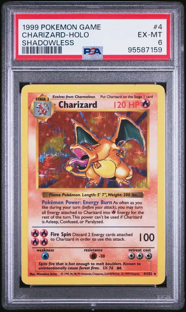 1999 Pokemon Game Shadowless #4 Charizard Holo PSA 6 EX-MT