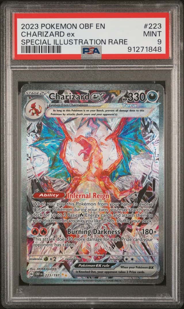 Charizard Ex 223/197 SIR, Obsidian Flames, Pokemon TCG, MINT PSA 9