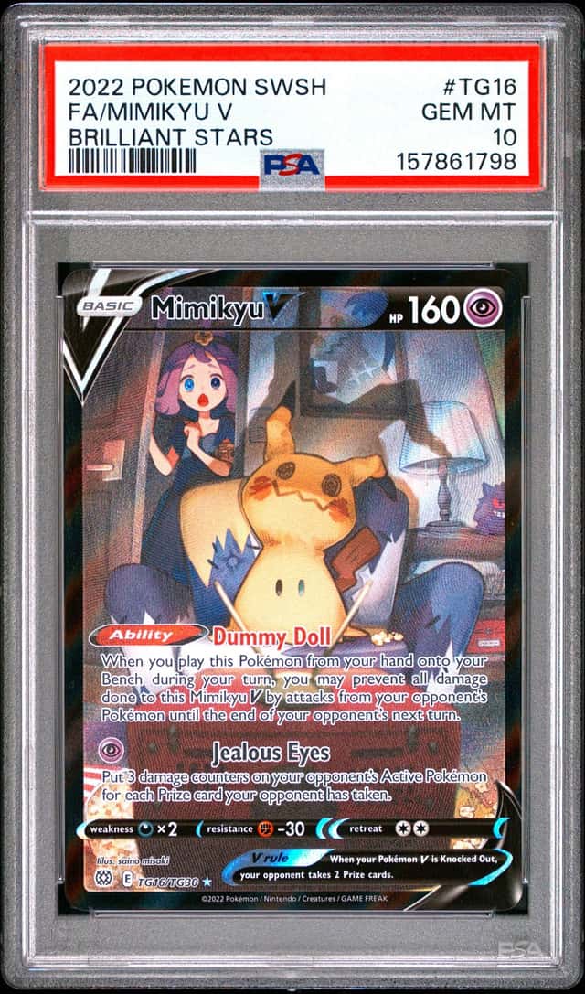 Pokemon 2022 Mimikyu V TG16/TG30 Full Art Brilliant Stars GEM MINT PSA 10