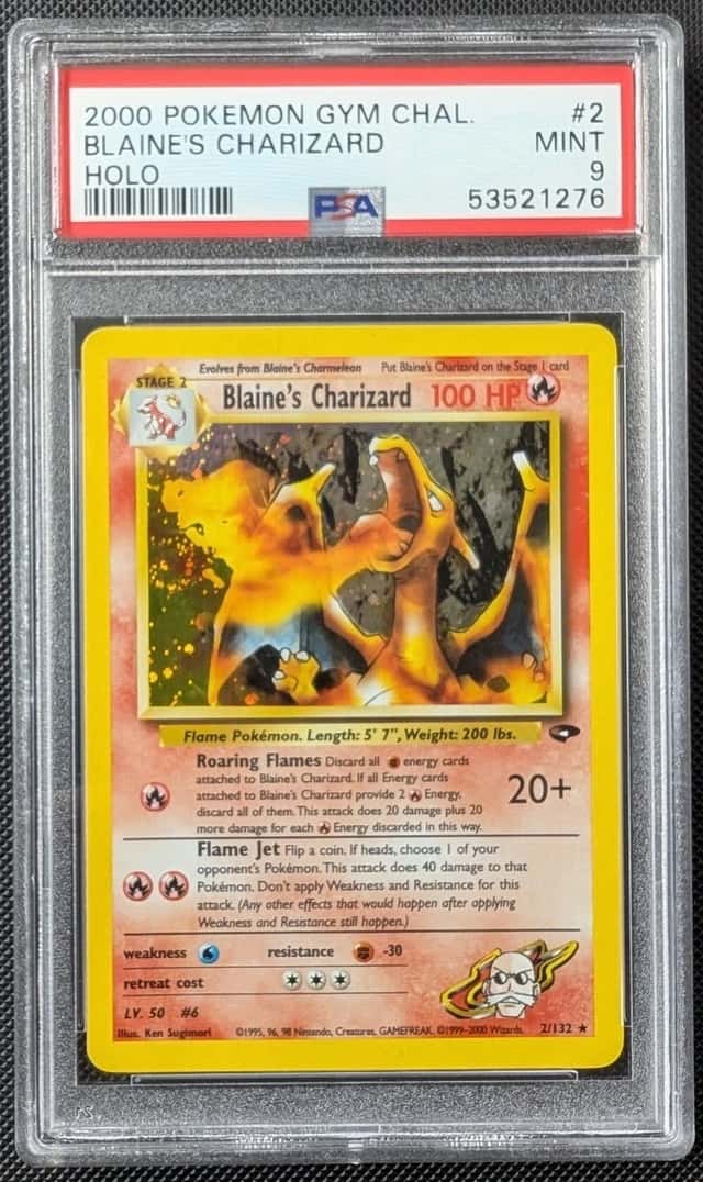 2000 Pokemon Gym Challenge Blaine's Charizard Holo Rare #2/132 PSA 9 Wizards