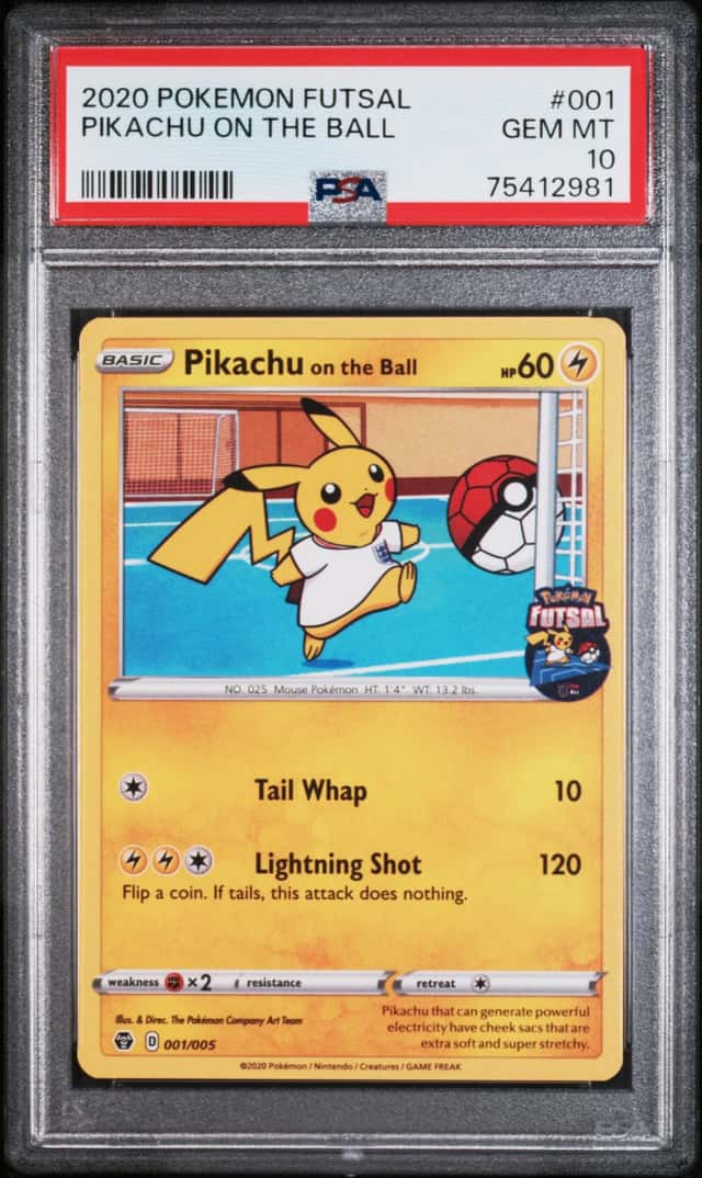 2020 POKEMON FUTSAL #001 PIKACHU ON THE BALL PSA 10 GEM MINT