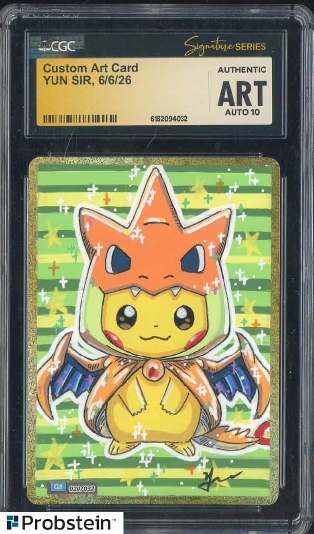 YUN SIR Signed Sketched Pokemon Japanese Custom Art Card CGC Authentic AUTO 10