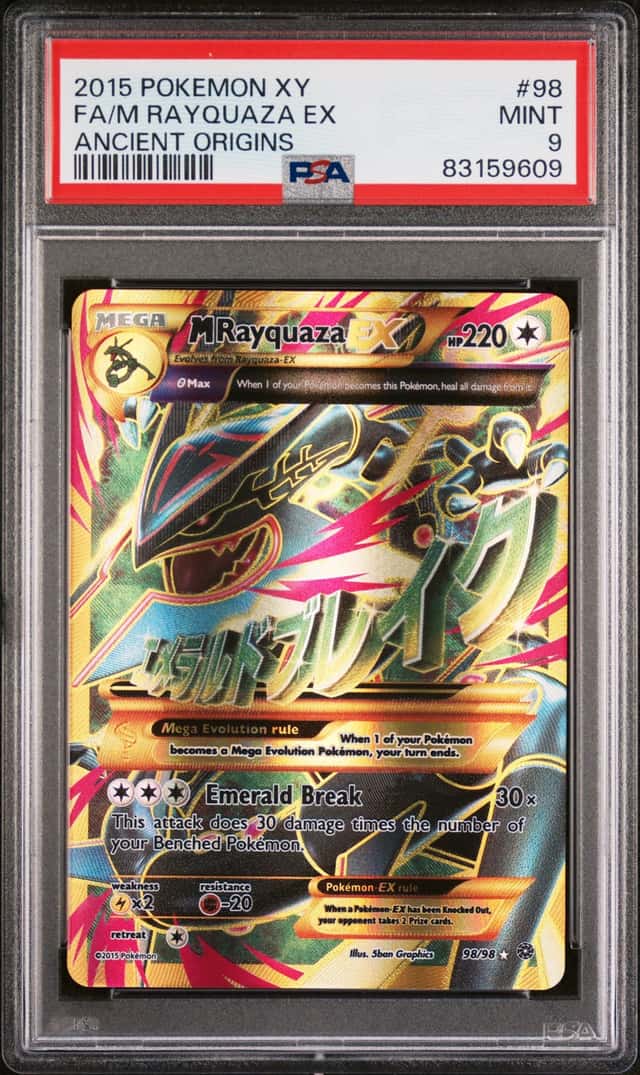 2015 Pokemon XY Ancient Origins #98 FA Mega Rayquaza EX PSA 9 MINT
