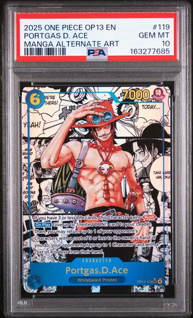 2025 One Piece OP13 EN Manga Alternate Art #119 Portgas D Ace PSA 10 GEM MINT