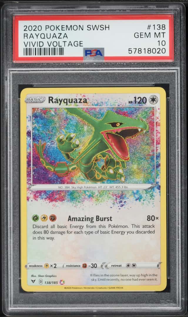 2020 Pokemon Sword & Shield Vivid Voltage Amazing Rare Rayquaza #138 PSA 10 GEM MINT