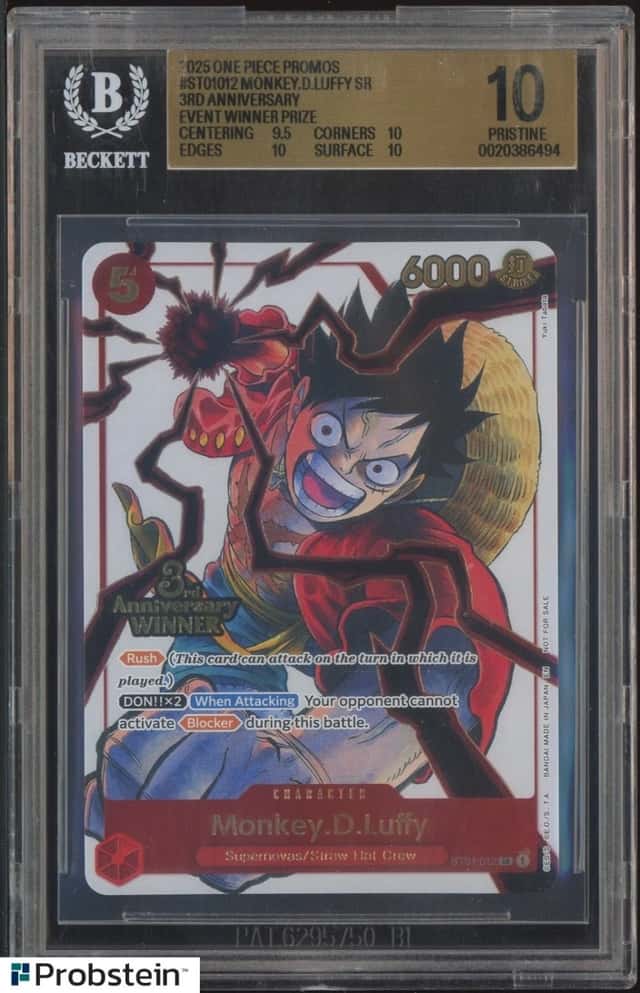 2025 One Piece Monkey D Luffy 3rd Anniversary Event Winner Prize BGS 10 PRISTINE
