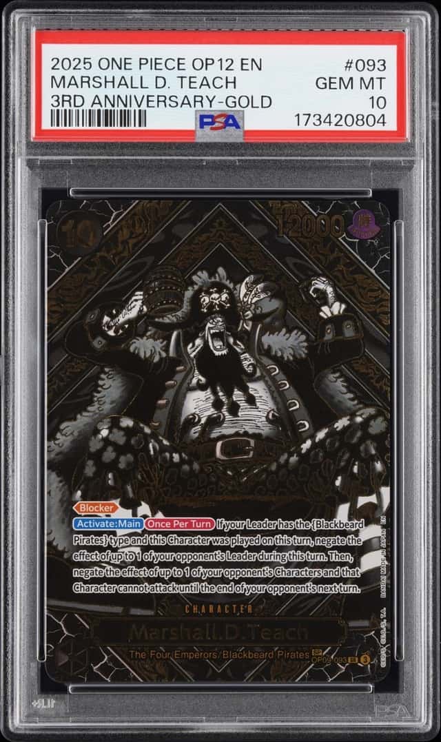 2025 ONE PIECE OP12-LEGACY OF THE MASTER #093 MARSHALL D. TEACH PSA 10
