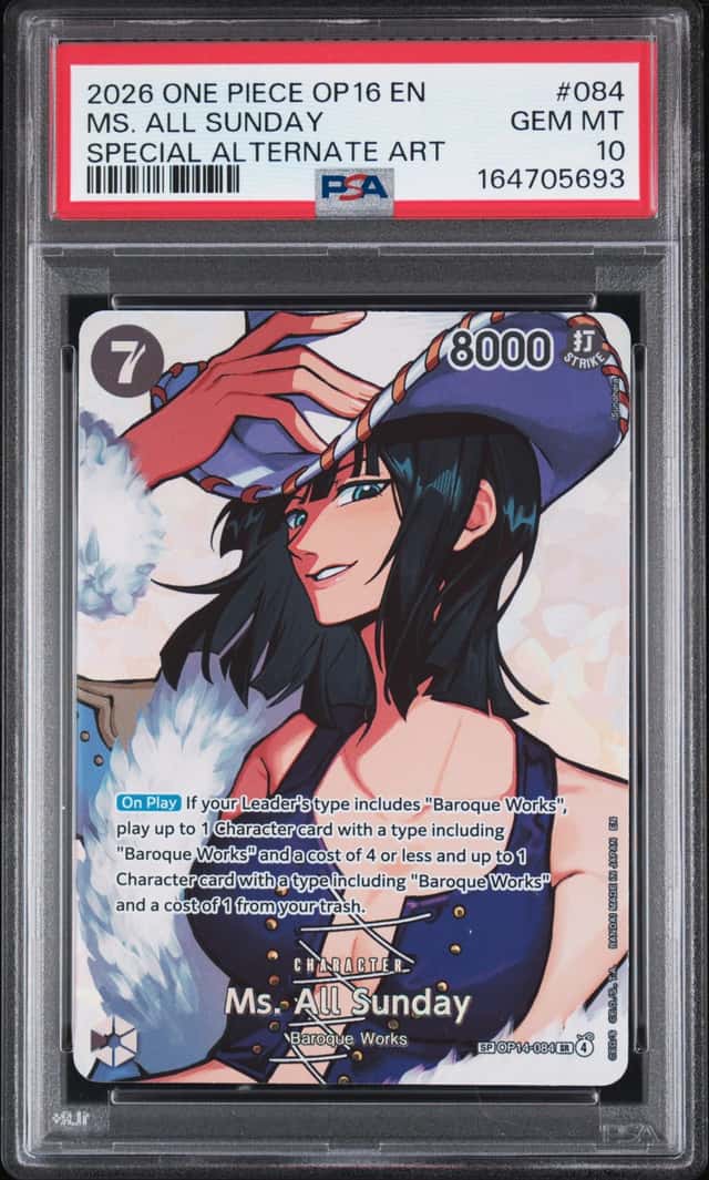 2026 One Piece The Time of Battle Ms. All Sunday Alt Art #OP14-084 PSA 10