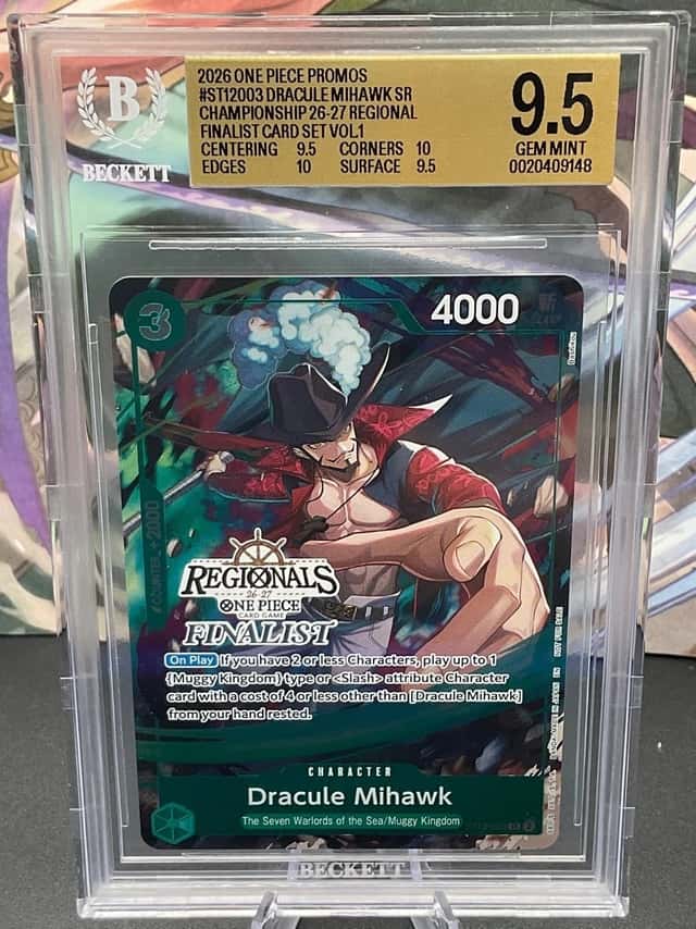 2026 One Piece ST12-003 Dracule Mihawk Championship Regionals Finalist BGS 9.5