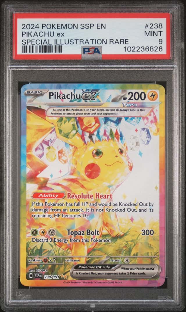 PSA 9 Pokemon Pikachu ex 238/191 Surging Sparks Full Art SIR