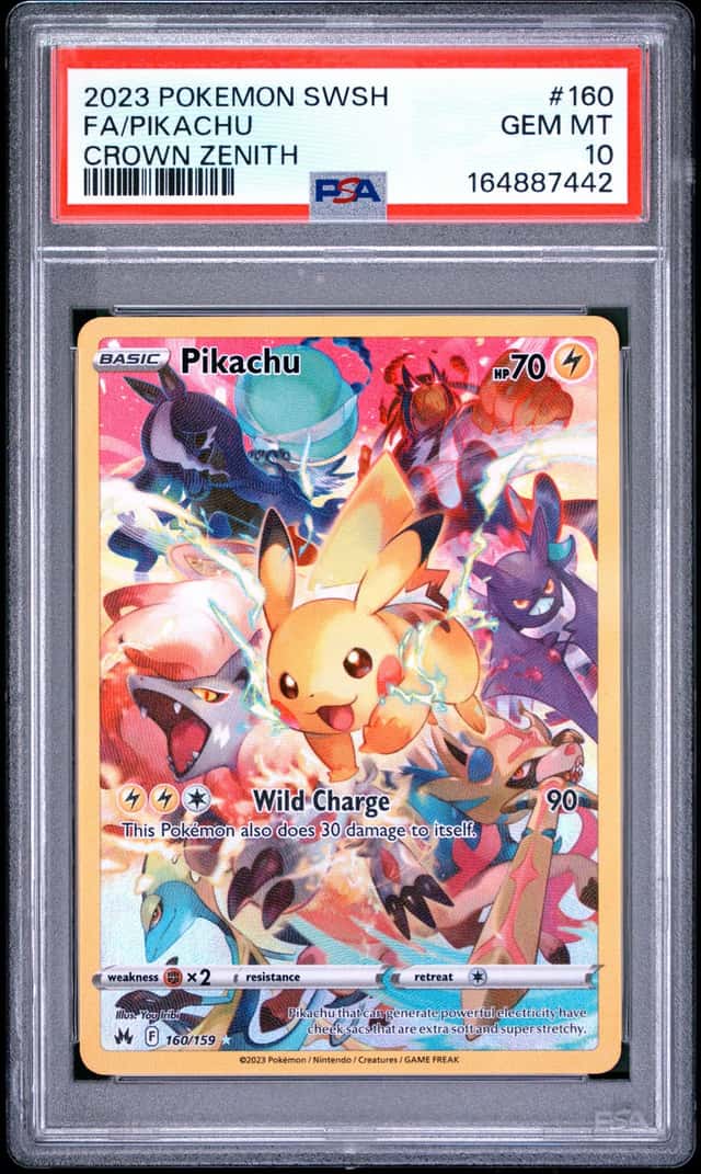 2023 POKEMON SWORD & SHIELD CROWN ZENITH #160 FULL ART/PIKACHU PSA 10