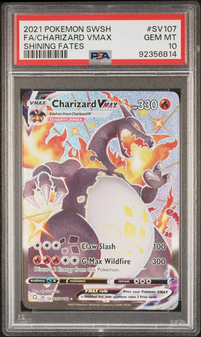 POKEMON CHARIZARD VMAX 2021 SWORD & SHIELD SHINING FATES #SV107 FA PSA 10