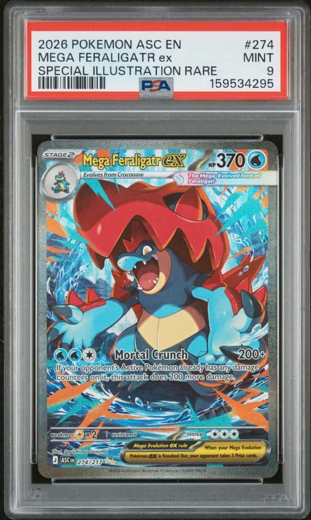 2026 POKEMON ASCENDED HEROES ILLUSTRATION RARE #274 MEGA FERALIGATR EX PSA 9