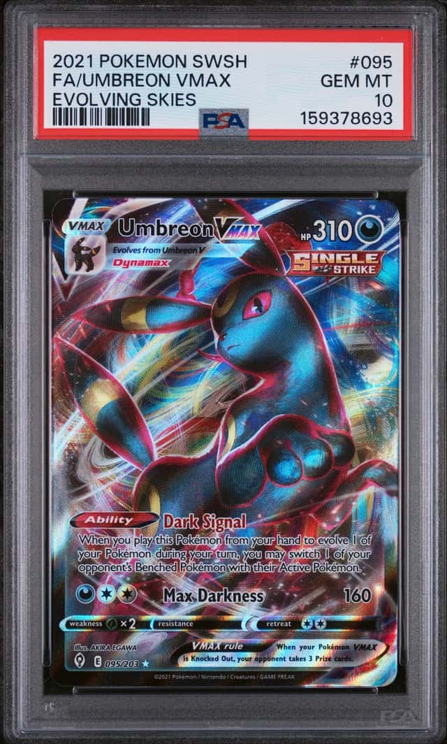 Pokémon Umbreon VMAX Holo Ultra Rare Evolving Skies 095/203 PSA GEM MT 10