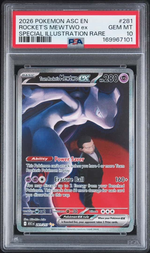 2026 POKEMON ASC SPECIAL ILLUSTRATION RARE #281 TEAM ROCKET'S MEWTWO EX PSA 10