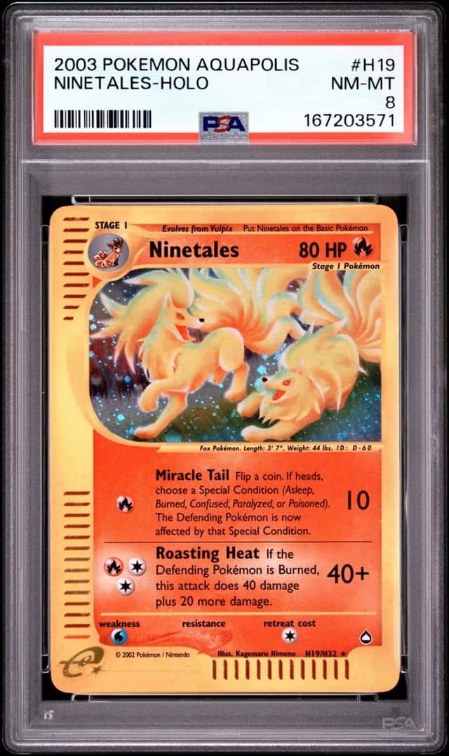 2003 POKEMON AQUAPOLIS #H19 NINETALES-HOLO PSA 8