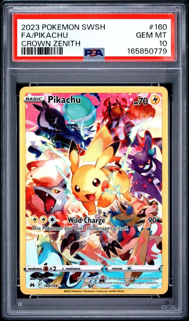 2023 POKEMON SWORD & SHIELD CROWN ZENITH #160 FULL ART/PIKACHU PSA 10