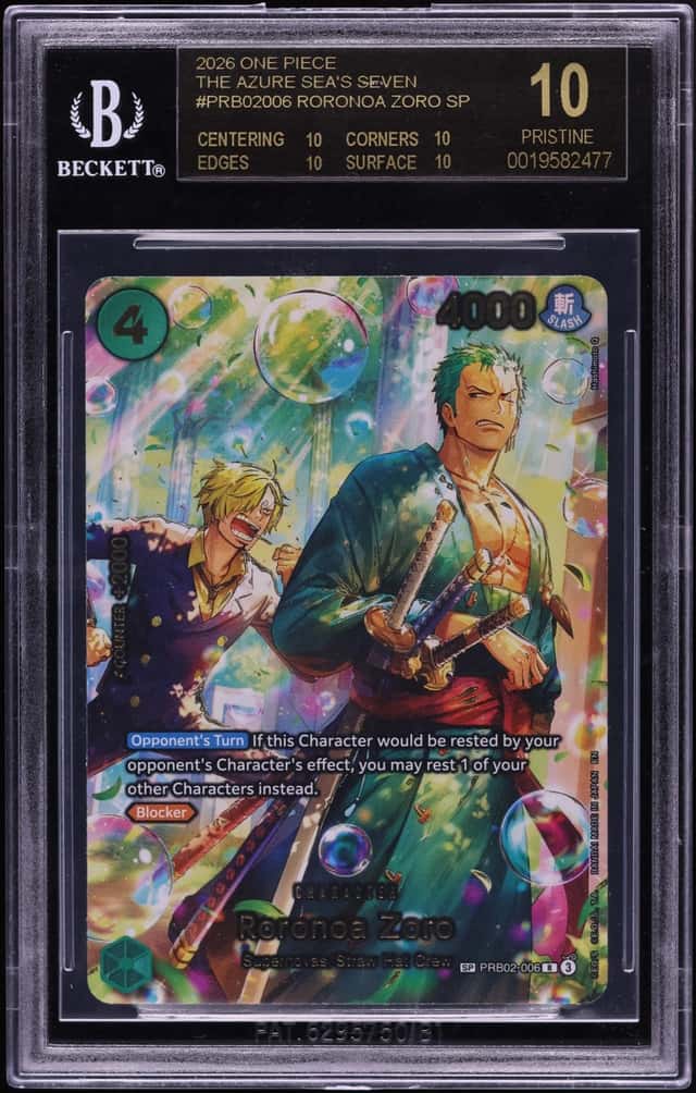 2026 One Piece The Azure Sea's Seven SP Roronoa Zoro #PRB02-006 BGS 10 PRISTINE, BLACK LABEL