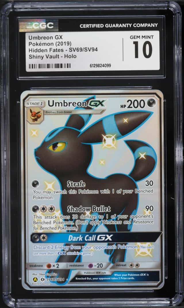 2019 Pokemon Sun & Moon Hidden Fates Shiny Vault Full Art Umbreon GX #SV69 CGC 10 GEM MINT