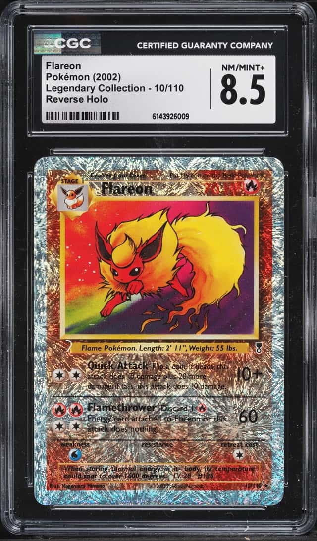 2002 Pokemon Legendary Collection Reverse Holo Flareon #10 CGC 8.5 NM-MT+