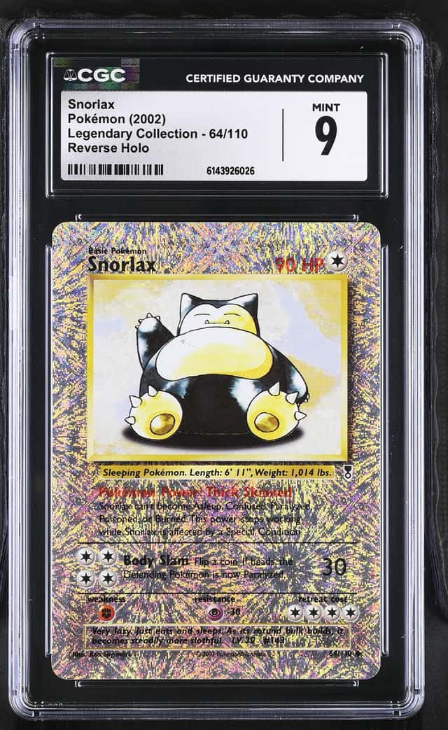 2002 Pokemon Legendary Collection Reverse Holo Snorlax #64 CGC 9 MINT