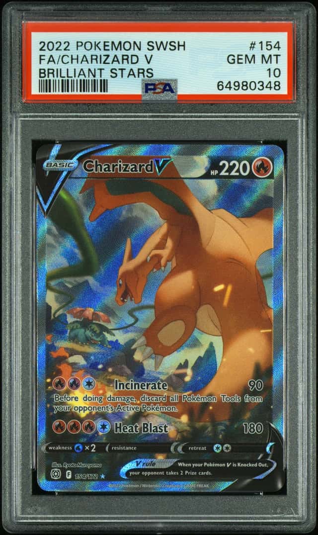 2022 Pokemon Sword & Shield Brilliant Stars Alt Art Charizard V #154 PSA 10 GEM MINT
