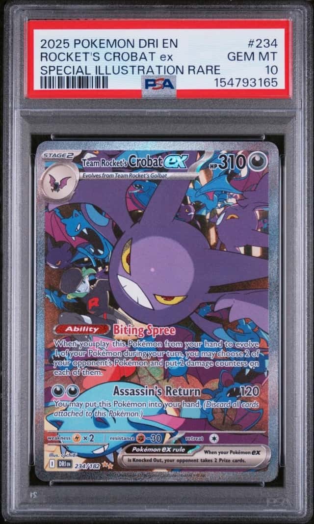 2025 POKEMON DRI SPECIAL ILLUSTRATION RARE #234 TEAM ROCKET'S CROBAT EX PSA 10