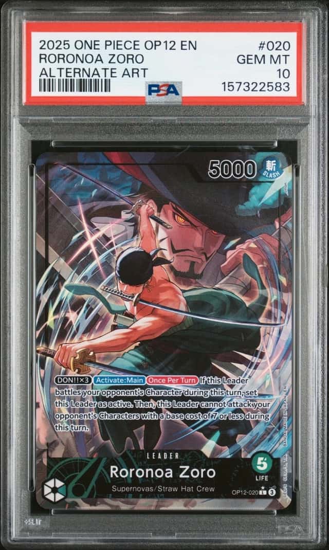 One Piece Roronoa Zoro Legacy Of The Master Op12-020 Alternate Art PSA 10