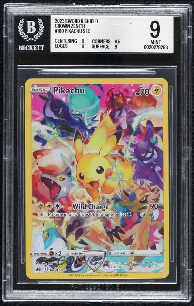 Pikachu Secret Rare - Pokémon Sword & Shield Crown Zenith BGS 9 MINT