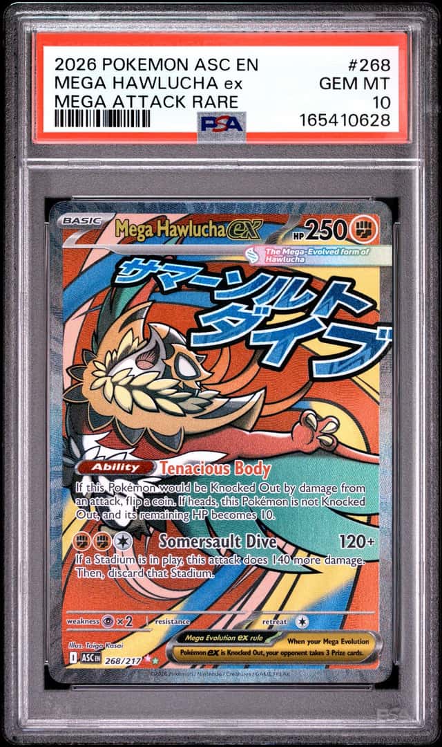 2026  Pokemon Ascended Heroes #268 MEGA HAWLUCHA EX Mega Attack Rare PSA 10