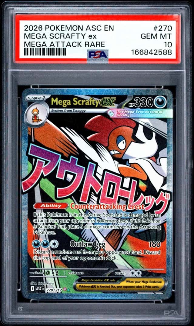 2026 POKEMON ASC EN-ASCENDED HEROES MEGA ATTACK RARE #270 MEGA SCRAFTY EX PSA 10