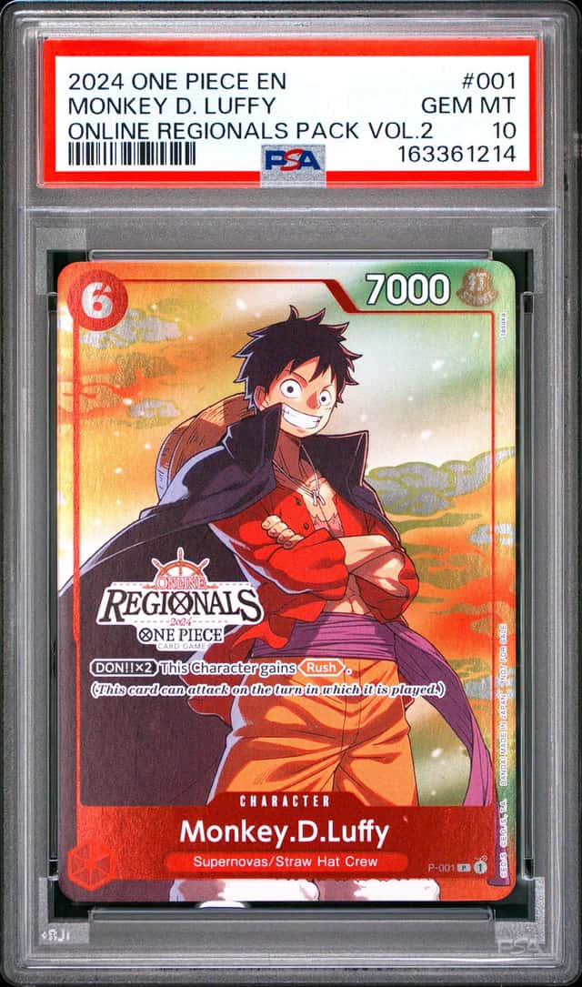 2024 One Piece En Online Regionals Pack Vol 2 #001 Monkey D. Luffy PSA 10