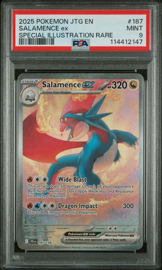 2025 Pokemon TCG Sv09 Salamence ex 187/159 SIR Holo PSA 9 EN