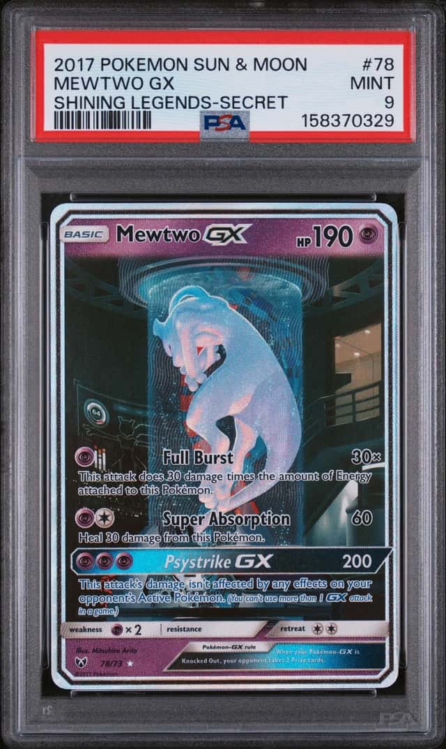 2017 Pokemon Sun & Moon Shining Legends Secret #78 Mewtwo GX PSA 9 MINT
