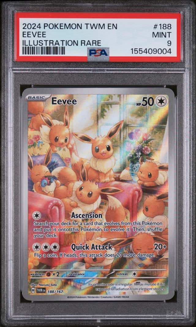 Pokemon 2024 Eevee 188/167 Illustration Rare Twilight Masquerade PSA 9